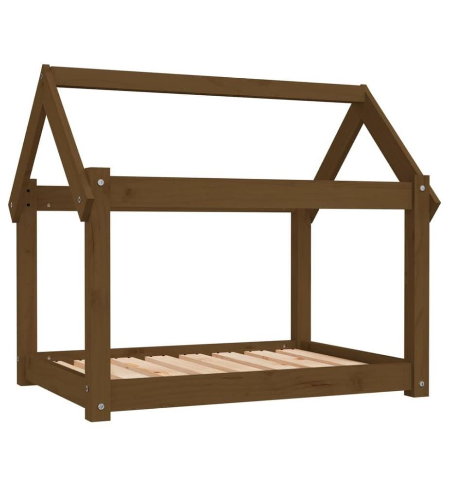 Lit pour chien Marron miel 81x60x70 cm Bois de pin solide