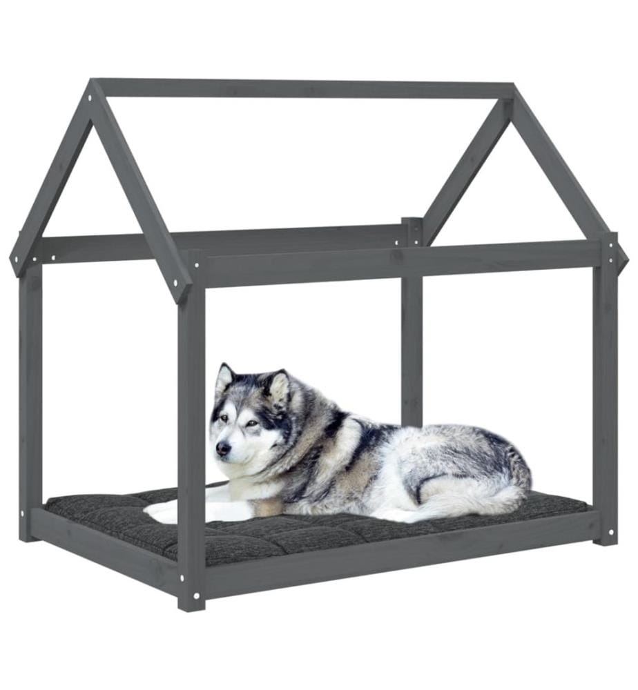 Hundebett Grau 111x80x100 cm Massivholz Kiefer
