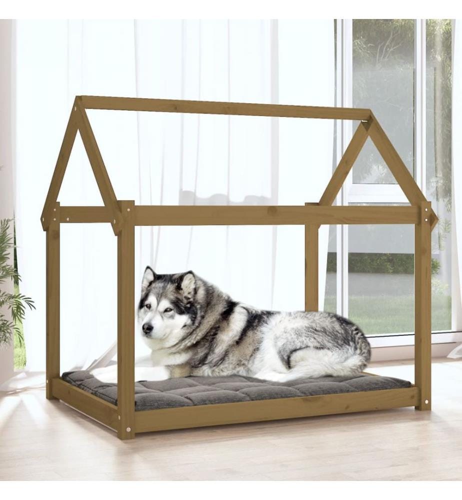 Hundebett Honigbraun 111x80x100 cm Massivholz Kiefer