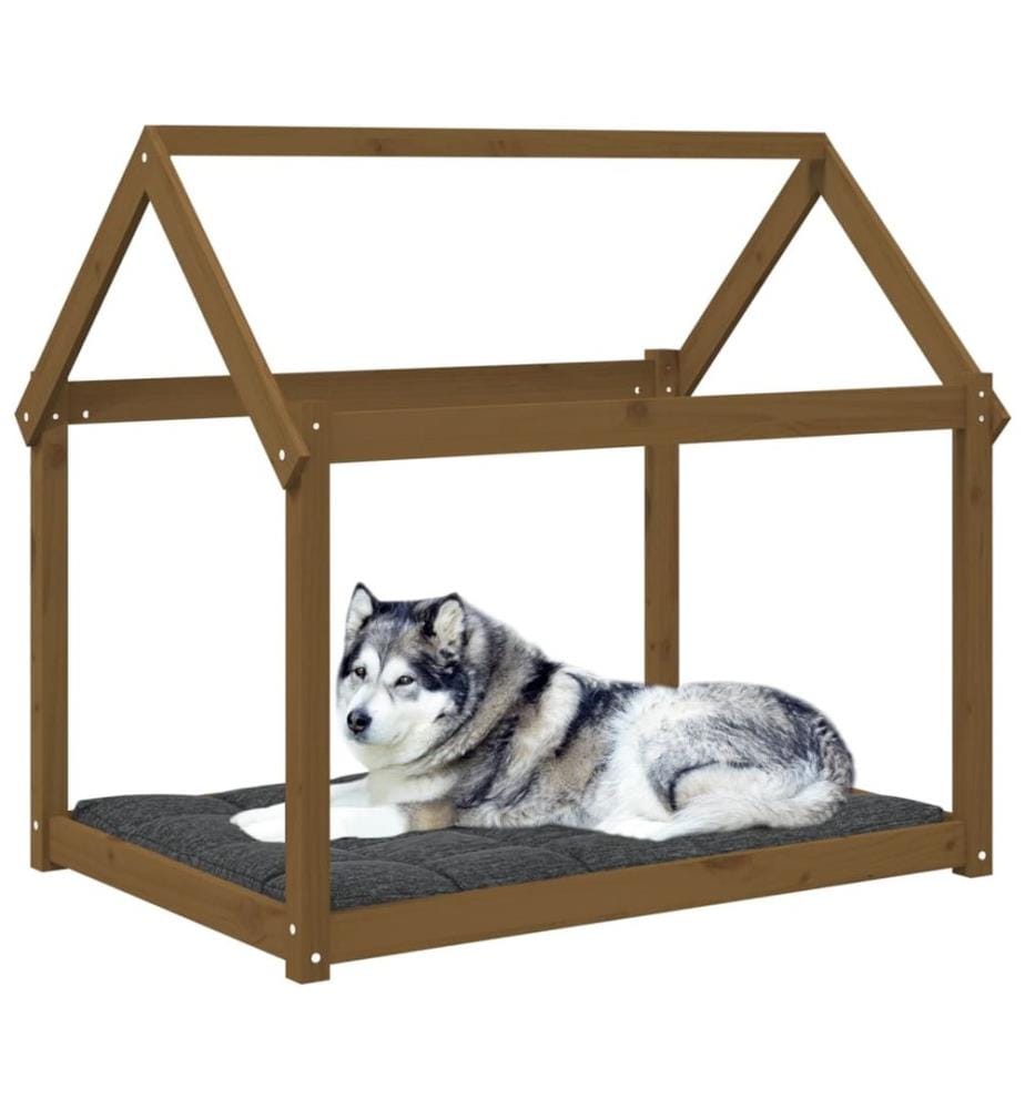 Hundebett Honigbraun 111x80x100 cm Massivholz Kiefer