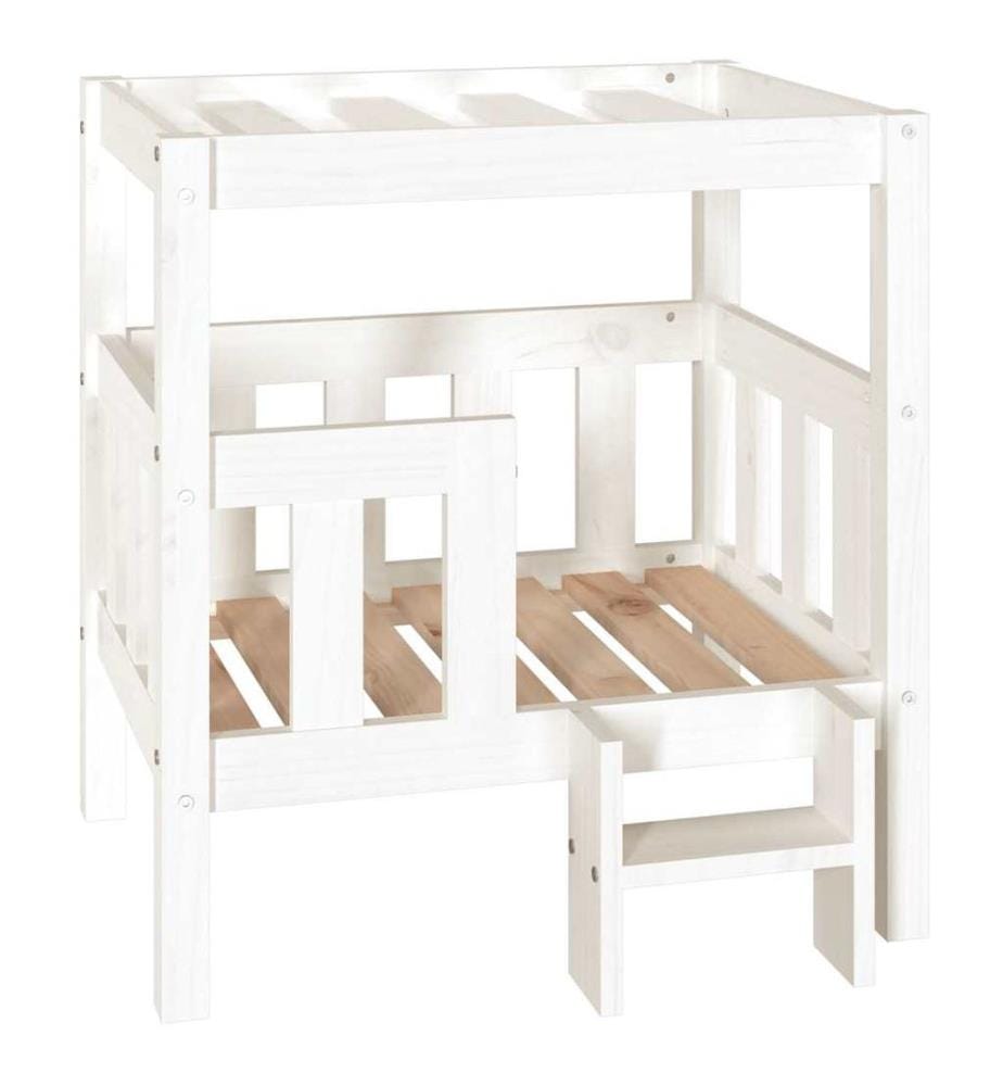 Hundebett Weiss 65,5x50,5x70 cm Massivholz Kiefer