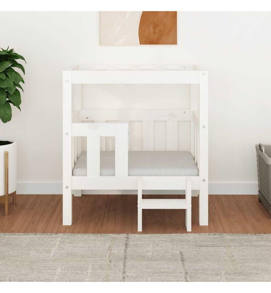 Hundebett Weiss 65,5x50,5x70 cm Massivholz Kiefer