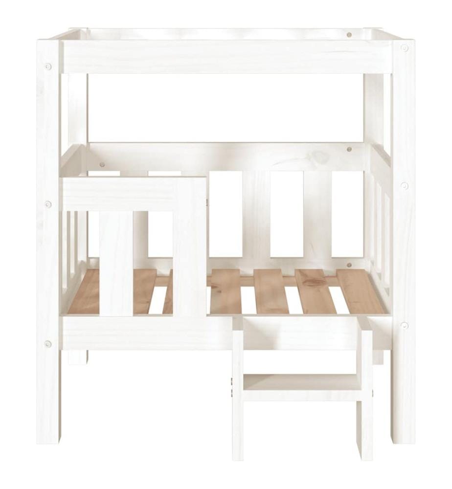 Hundebett Weiss 65,5x50,5x70 cm Massivholz Kiefer