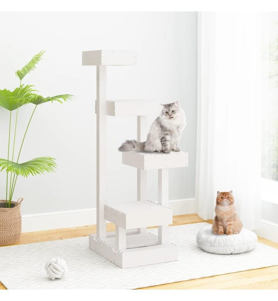 Kratzbaum Weiss 45,5x49x103 cm Massivholz Kiefer