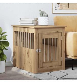 Meuble de cage pour chiens chêne artisanal 55x75x65 cm