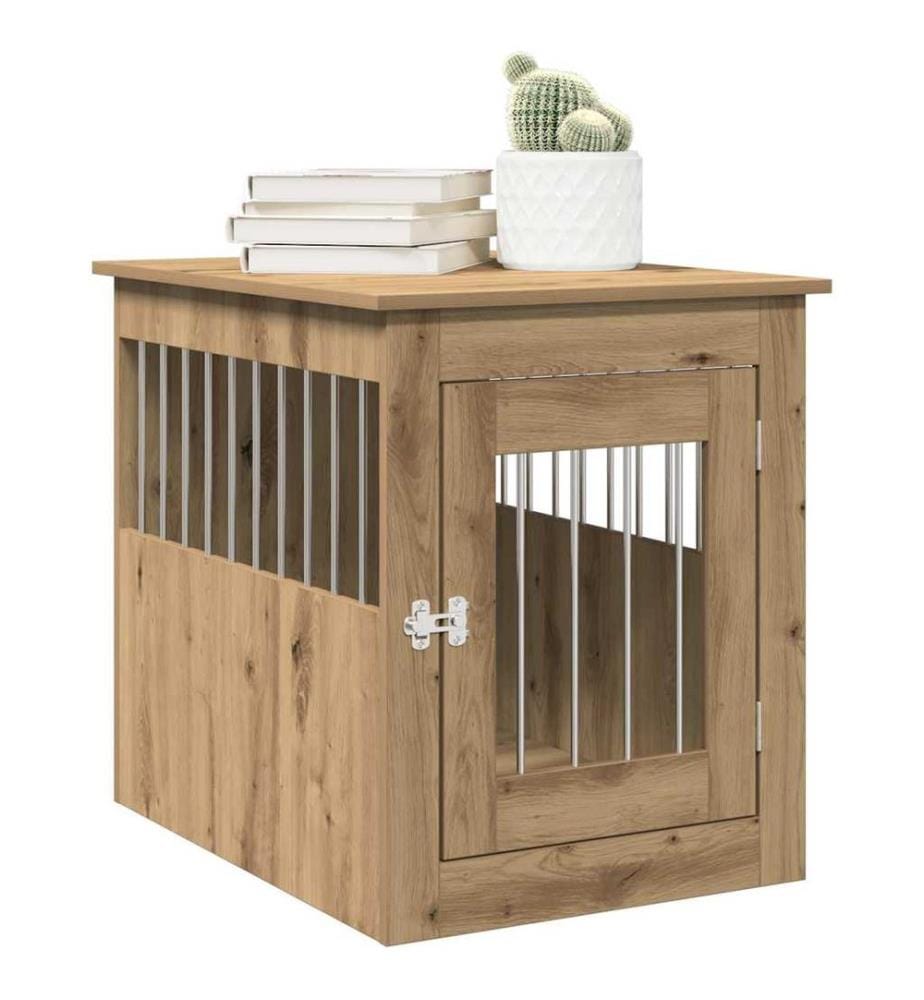 Meuble de cage pour chiens chêne artisanal 55x75x65 cm