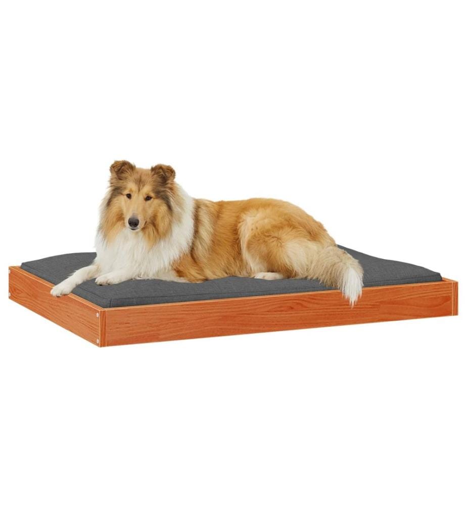 Lit pour Chien Cire marron 101,5 x 74 x 9 cm Bois de Pin Massif