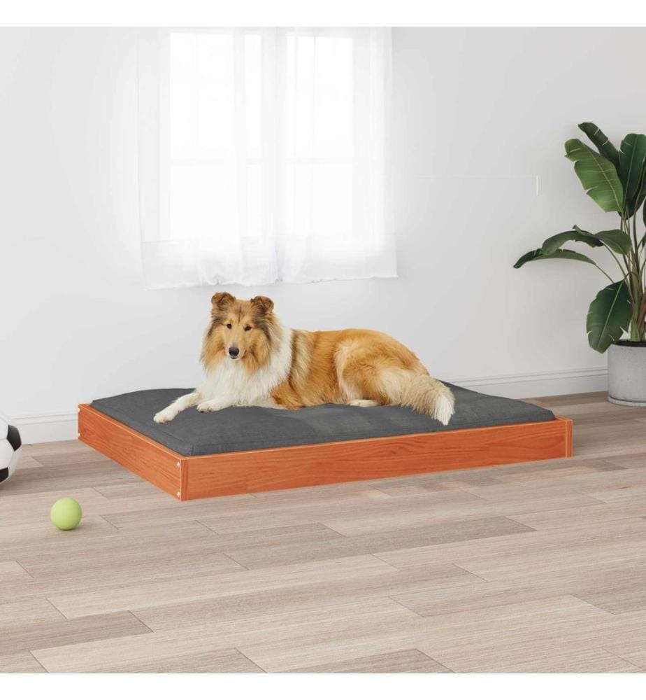 Lit pour Chien Cire marron 101,5 x 74 x 9 cm Bois de Pin Massif