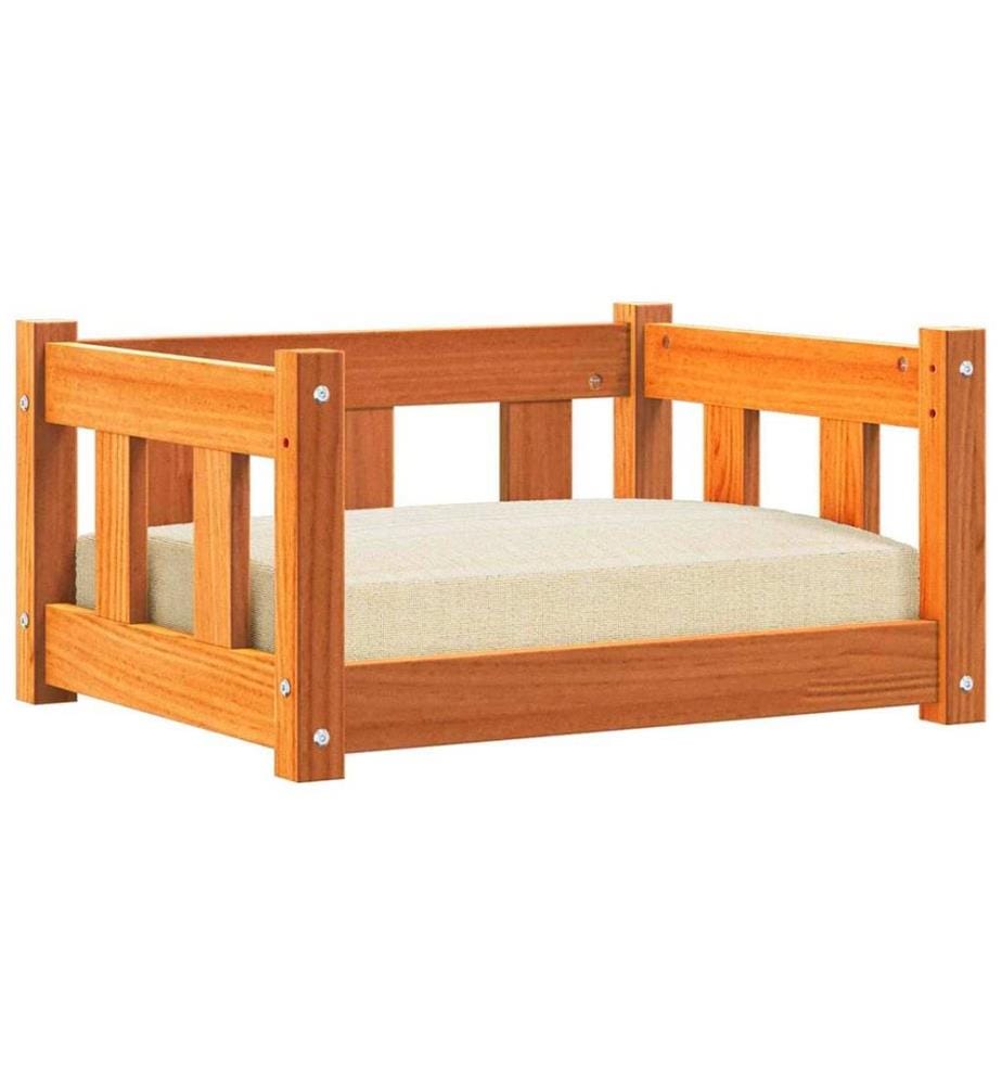 Hundebett Wachsbraun 55 x 45 x 28 cm Massives Kiefernholz