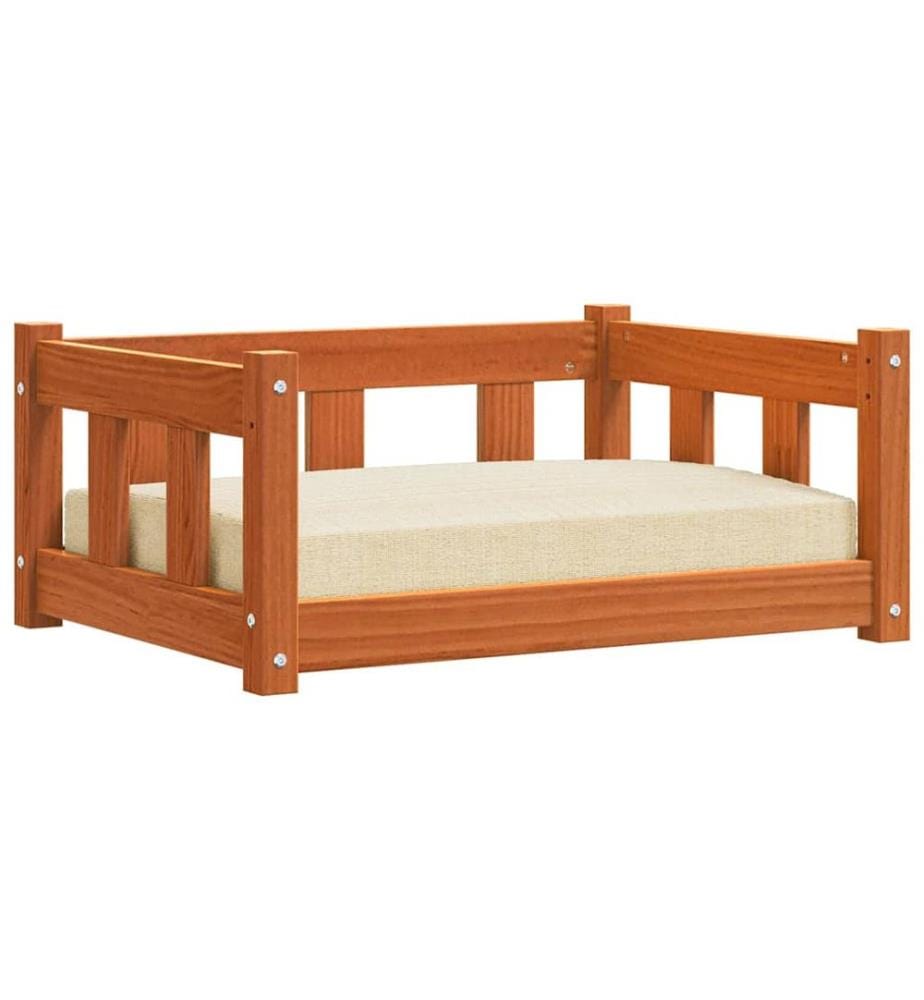 Hundebett Wachsbraun 65,5 x 50 x 28 cm Massives Kiefernholz