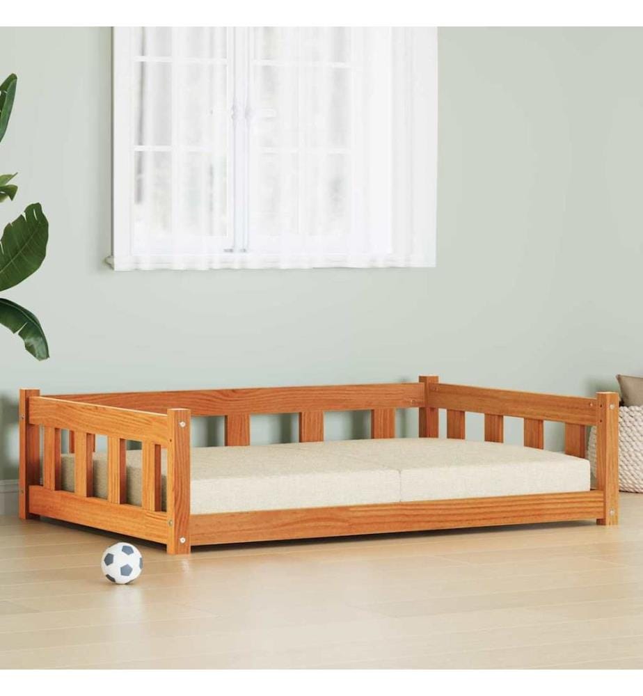Hundebett Wachsbraun 100 x 70 x 28 cm Massives Kiefernholz