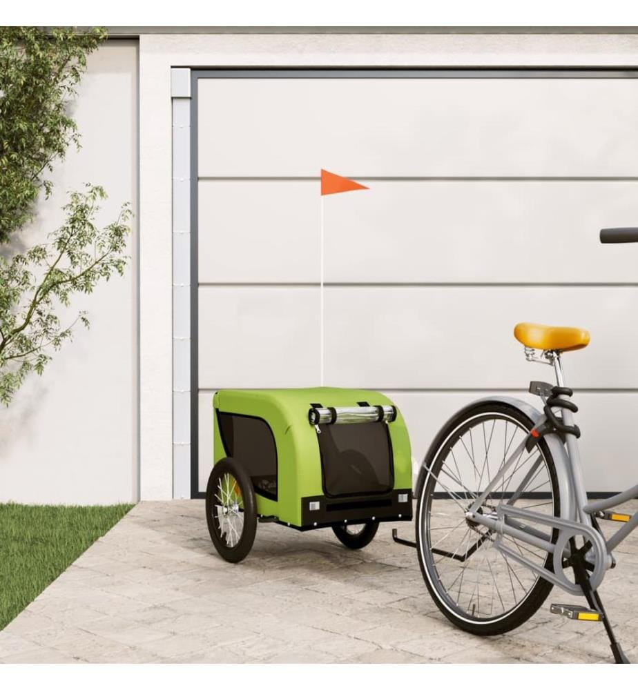 Remorque de vélo pour animaux de compagnie vert et noir