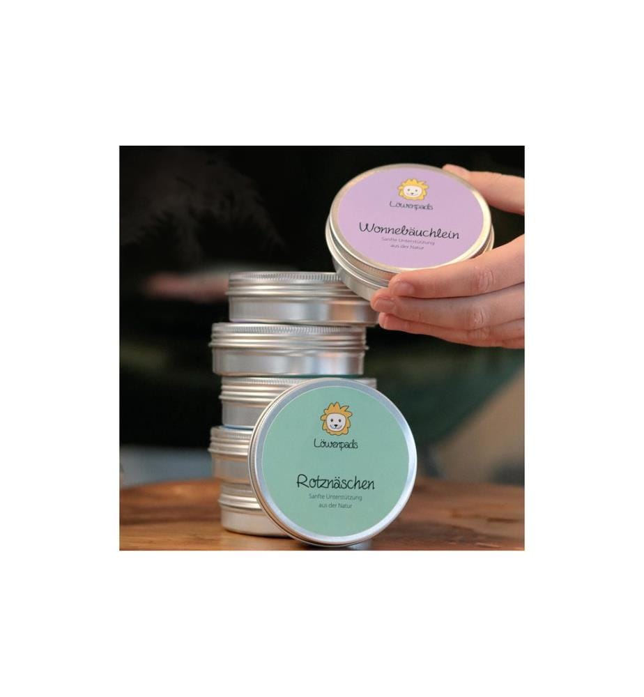 Löwenkind - Boîte de pads aux herbes «Wonnebäuchlein», 5 pièces