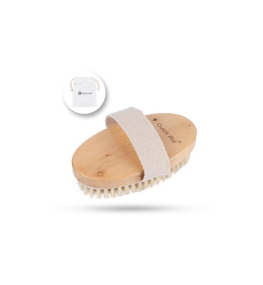 QUICK AID - Brosse de massage corporel en poils naturels avec pochette 1 pièce