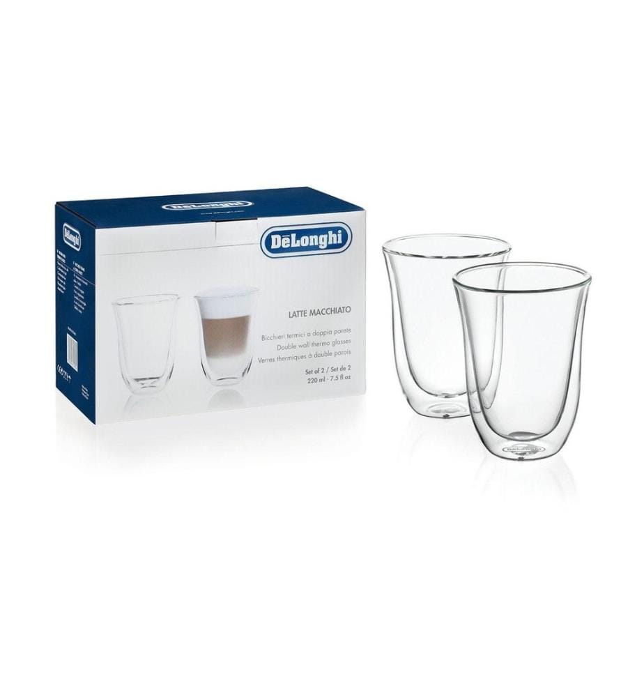 De'Longhi Latte Macchiato Becher 220 ml, 2 Stück, Transparent