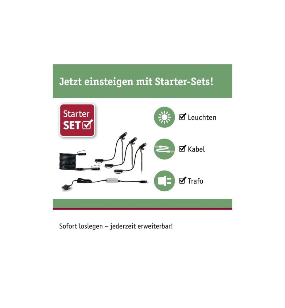PAULMANN - Gartenspot Plug & Shine Plantini 45° 3000 K, Starterset