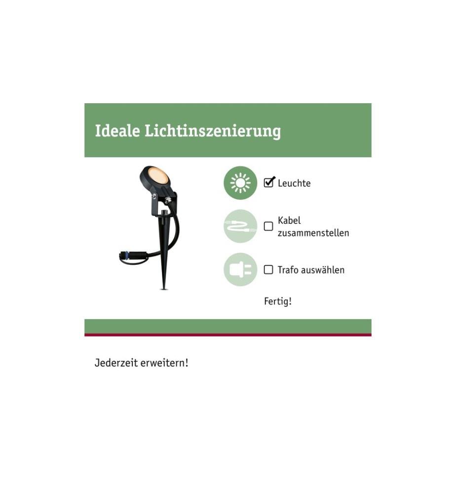 PAULMANN - Spot de jardin Plug & Shine, Sting, 6.3W, 2200K, noir