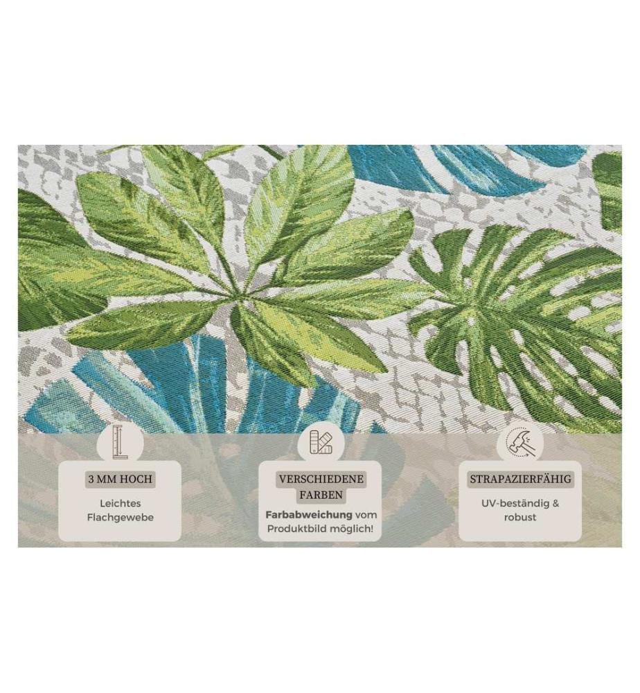 Hanse Home - Tapis Tropical Leaves 80 cm x 165 cm, Vert/Turquoise