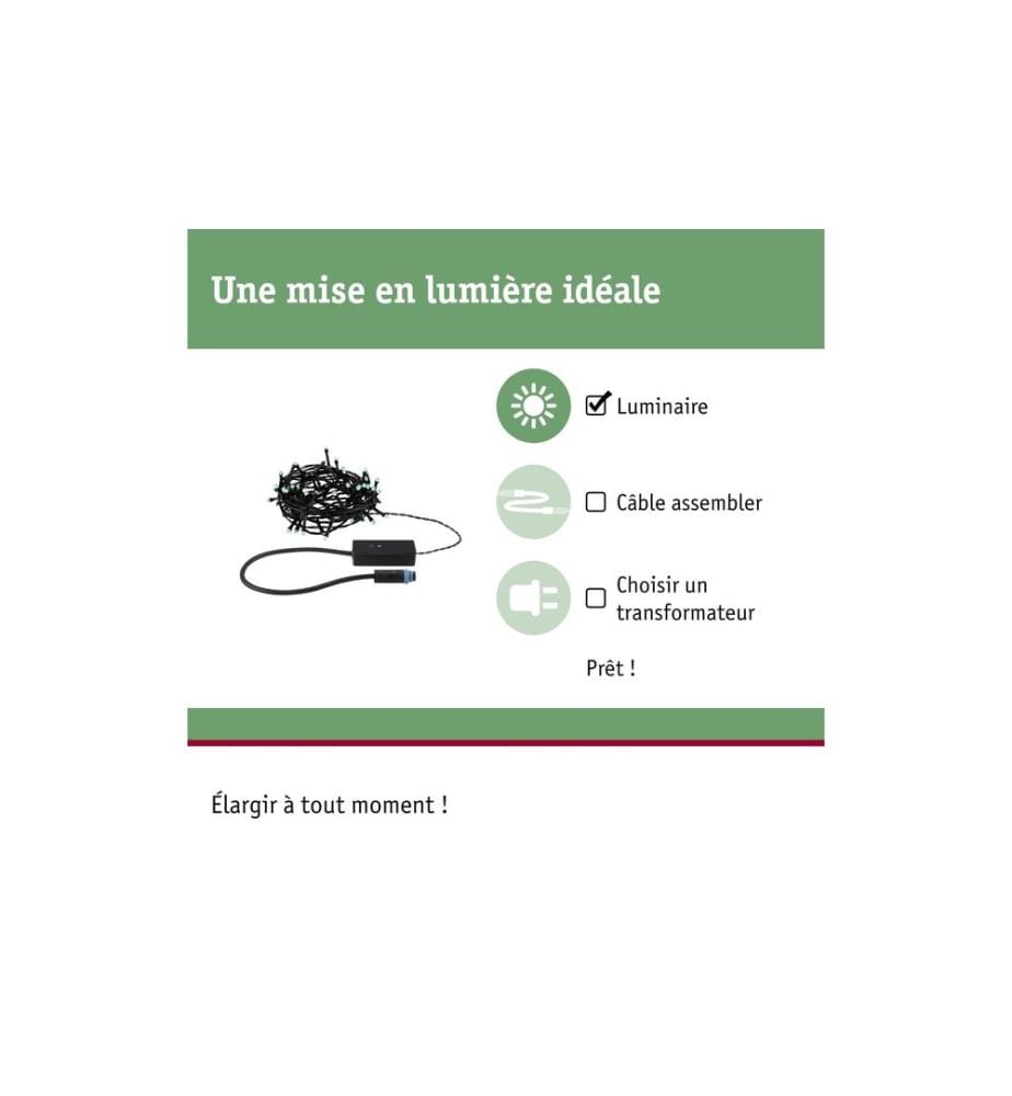 PAULMANN - Guirlande lumineuse LED Plug & Shine Yuna 7.4 m, RGB, noir