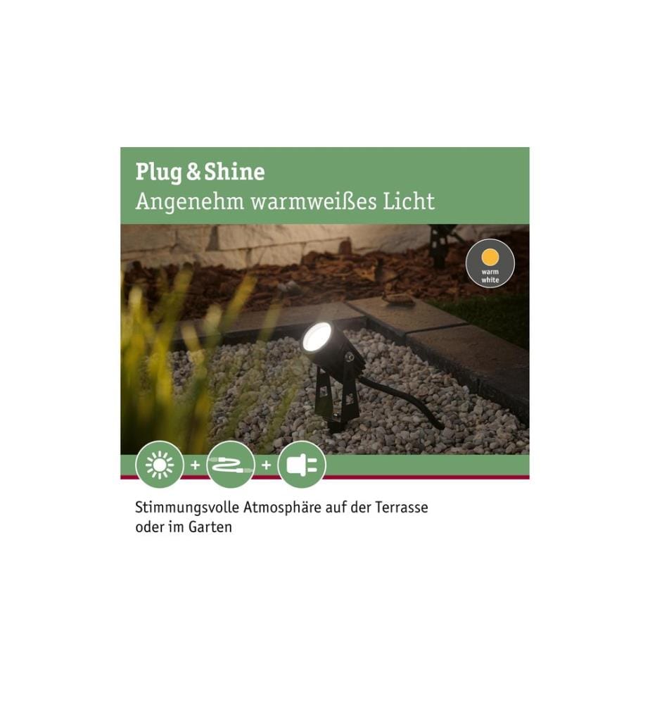 PAULMANN - Gartenspot Plug & Shine IP65, 3000 K, 2 W, Grau