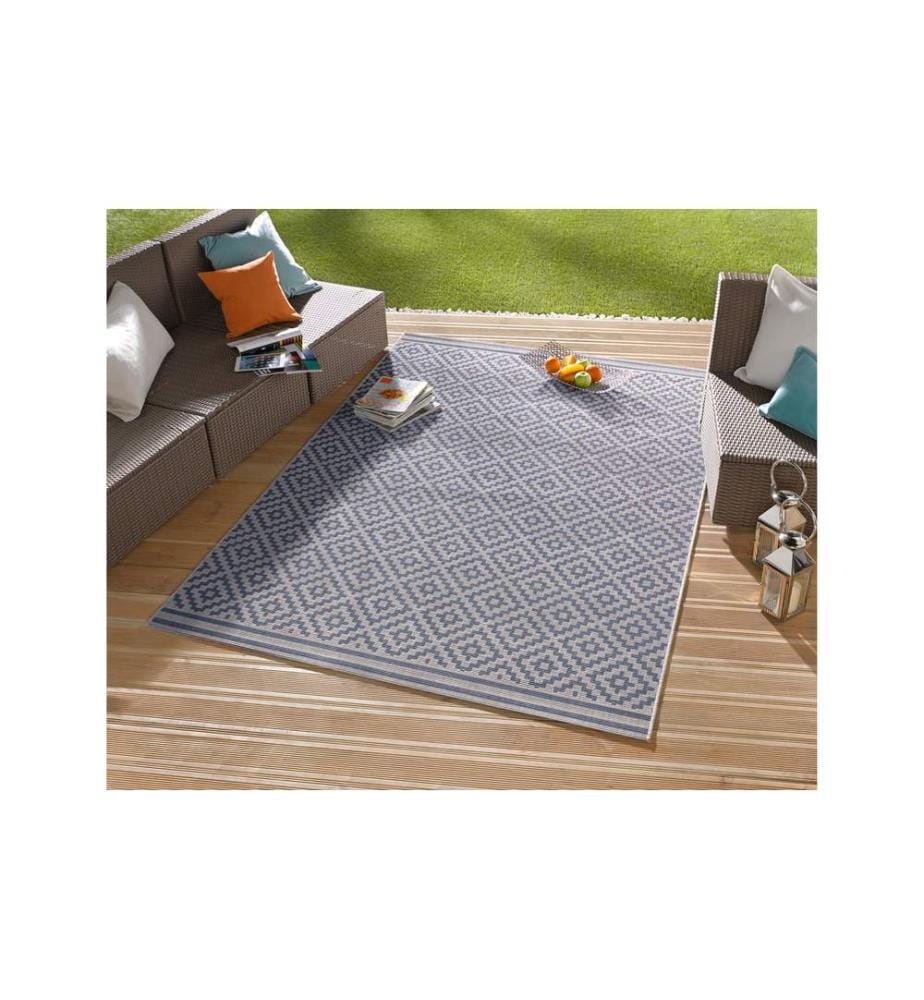 Hanse Home - Raute In- & Outdoor Teppich 80 x 150 cm, Blau/Crème