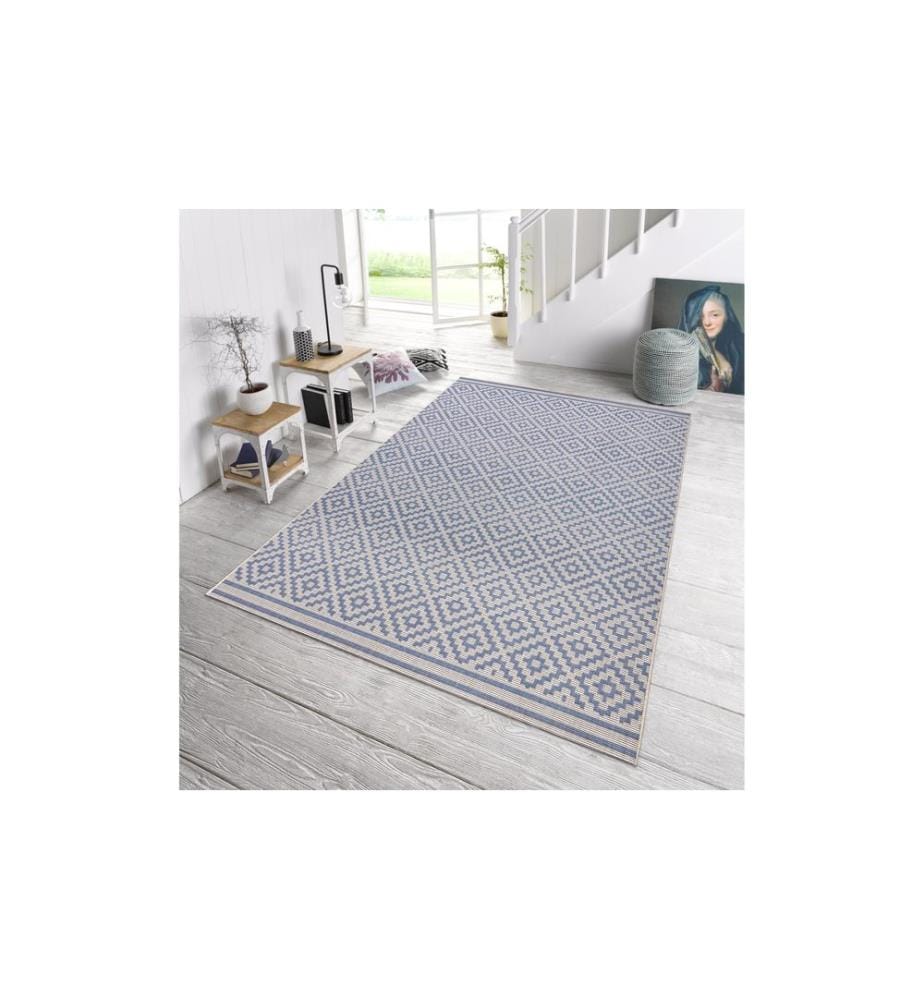 Hanse Home - Raute In- & Outdoor Teppich 80 x 150 cm, Blau/Crème