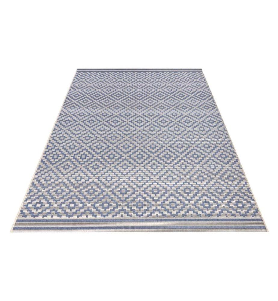 Hanse Home - Raute In- & Outdoor Teppich 160 x 230 cm, Blau/Crème