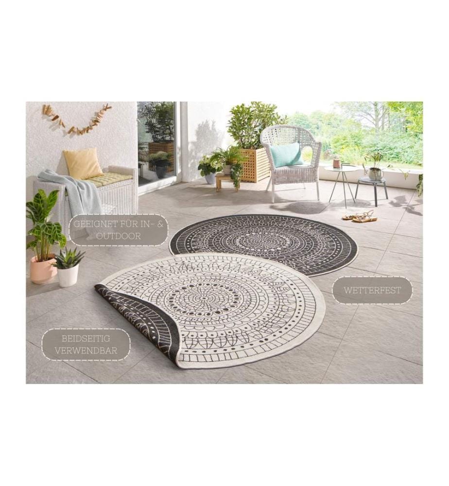 Hanse Home - Tapis Porto Ø 140 cm, Noir/Crème