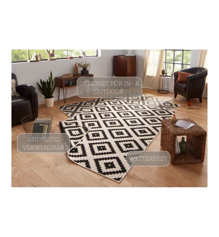 Hanse Home - Malta In- & Outdoor Teppich 80 x 150 cm, Schwarz/Crème