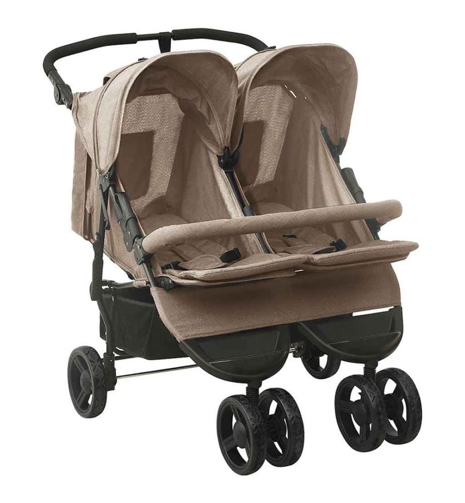 Geschwisterwagen Taupe Stahl