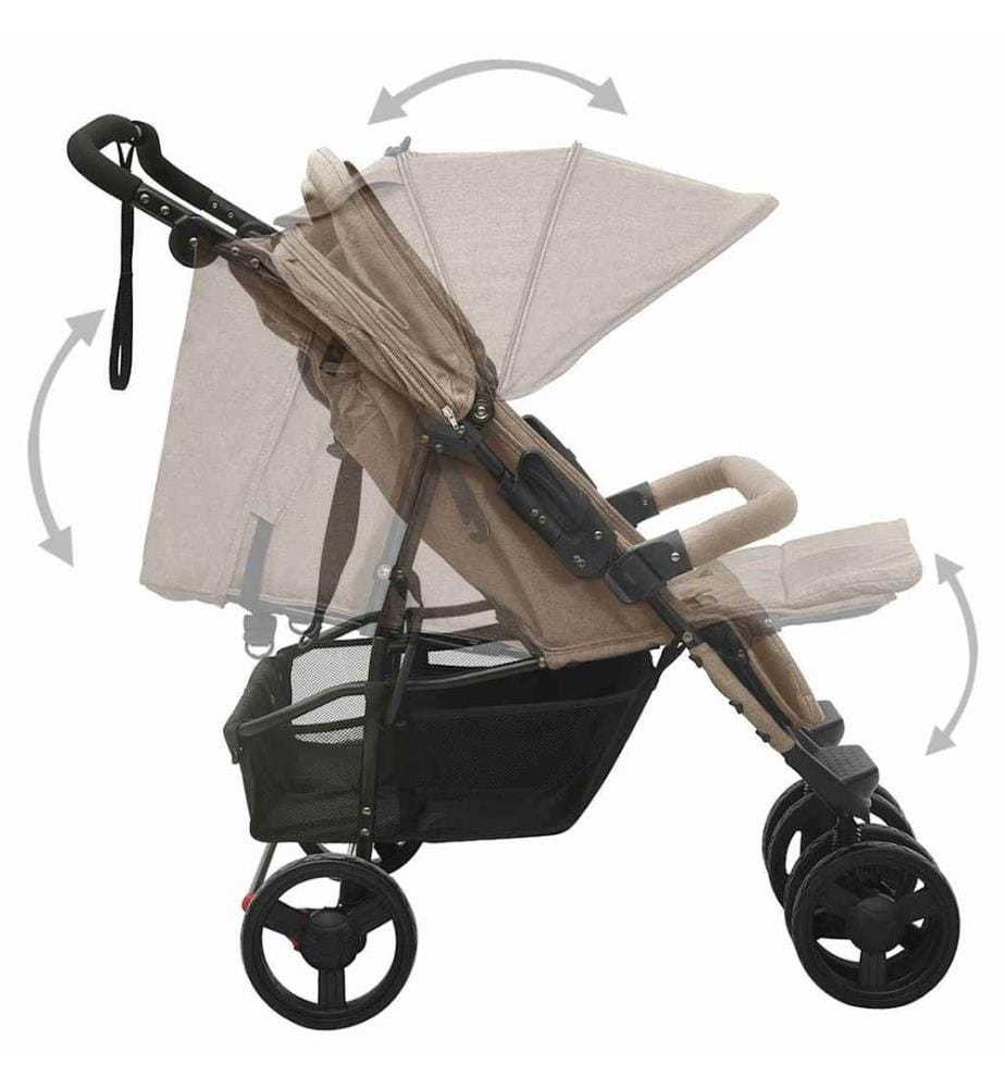 Geschwisterwagen Taupe Stahl