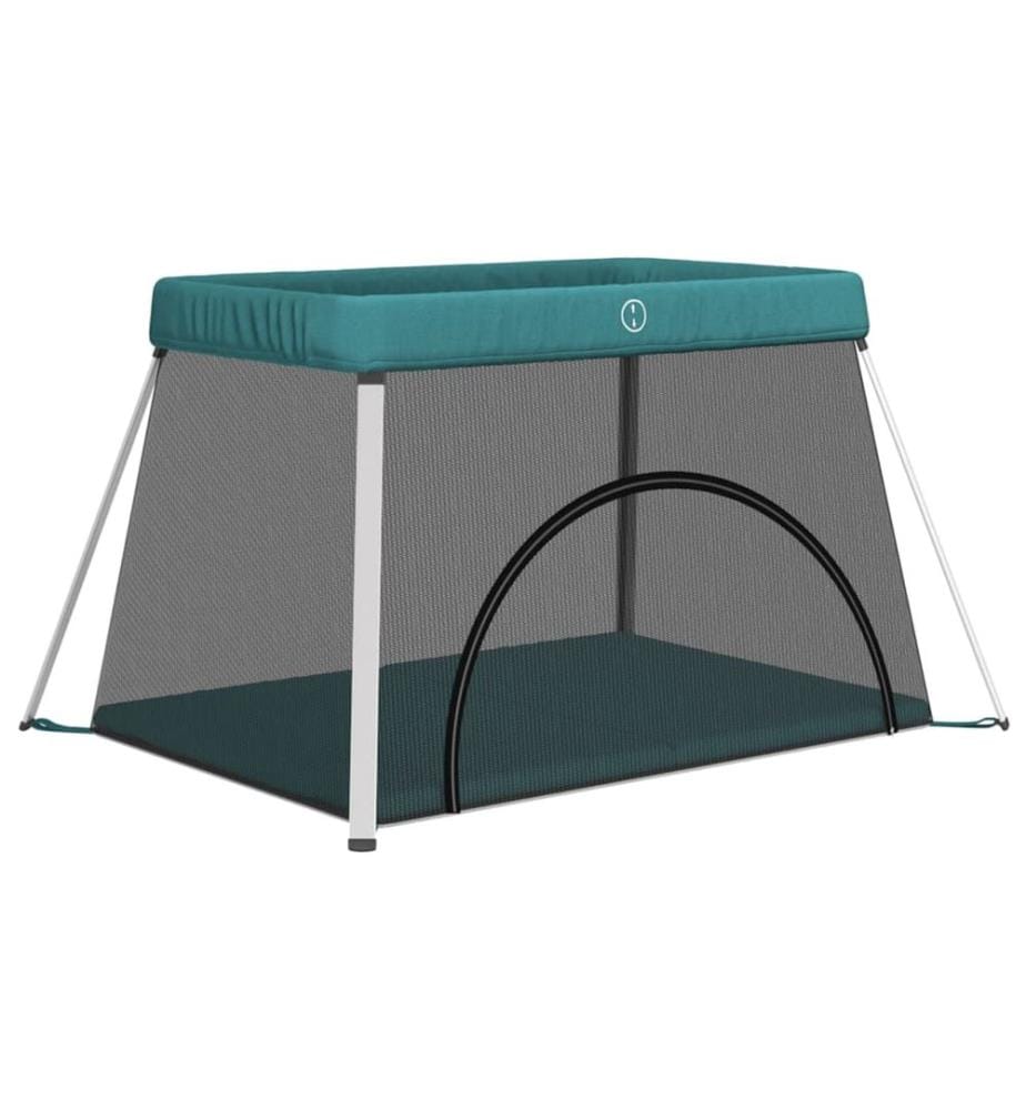 Parc pour bébé avec matelas Vert Tissu de lin