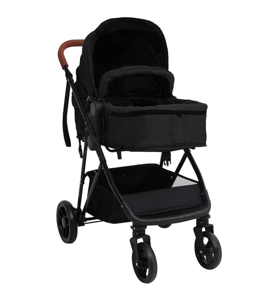 3-in-1 Kinderwagen Anthrazit und Schwarz Stahl