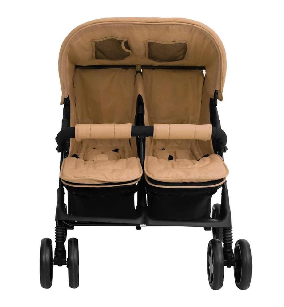 Zwillingskinderwagen Taupe Stahl