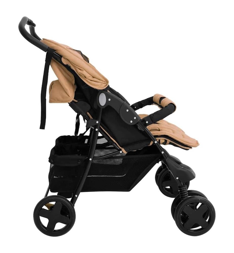 Zwillingskinderwagen Taupe Stahl