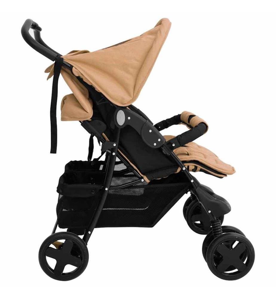 Zwillingskinderwagen Taupe Stahl