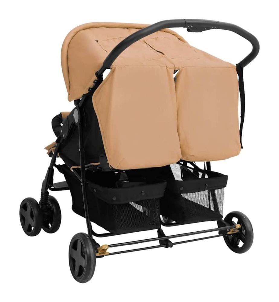 Zwillingskinderwagen Taupe Stahl