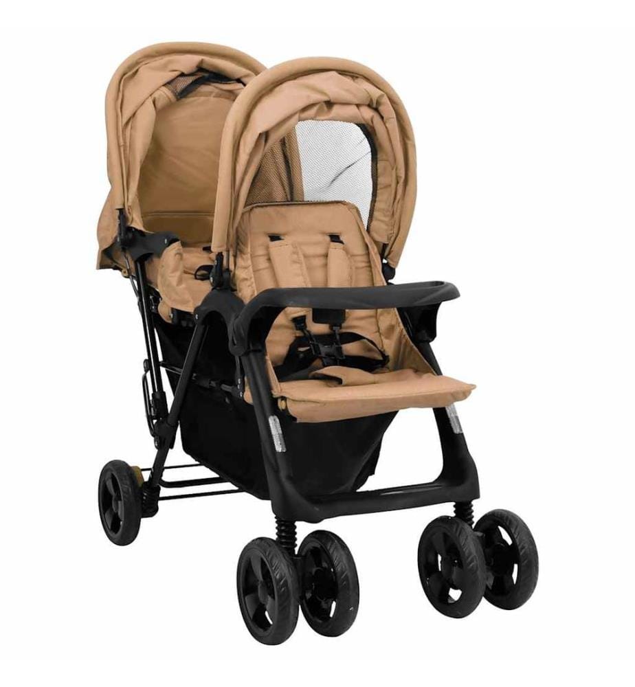 Tandem-Zwillingskinderwagen Taupe Stahl