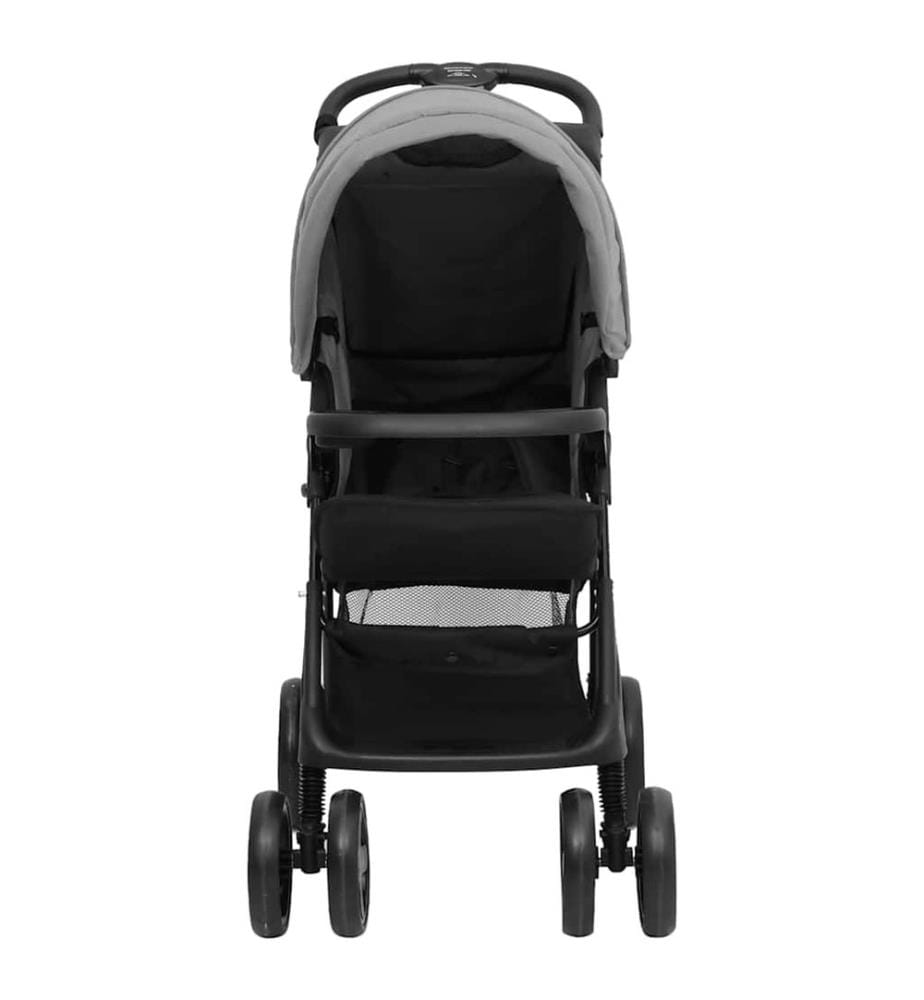 3-in-1 Kinderwagen Hellgrau und Schwarz Stahl
