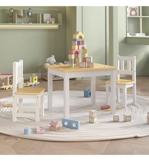 3-tlg. Kinder-Sitzgruppe Weiss und Beige MDF