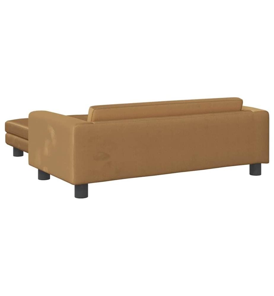 Kindersofa mit Hocker Braun 100x50x30 cm Samt