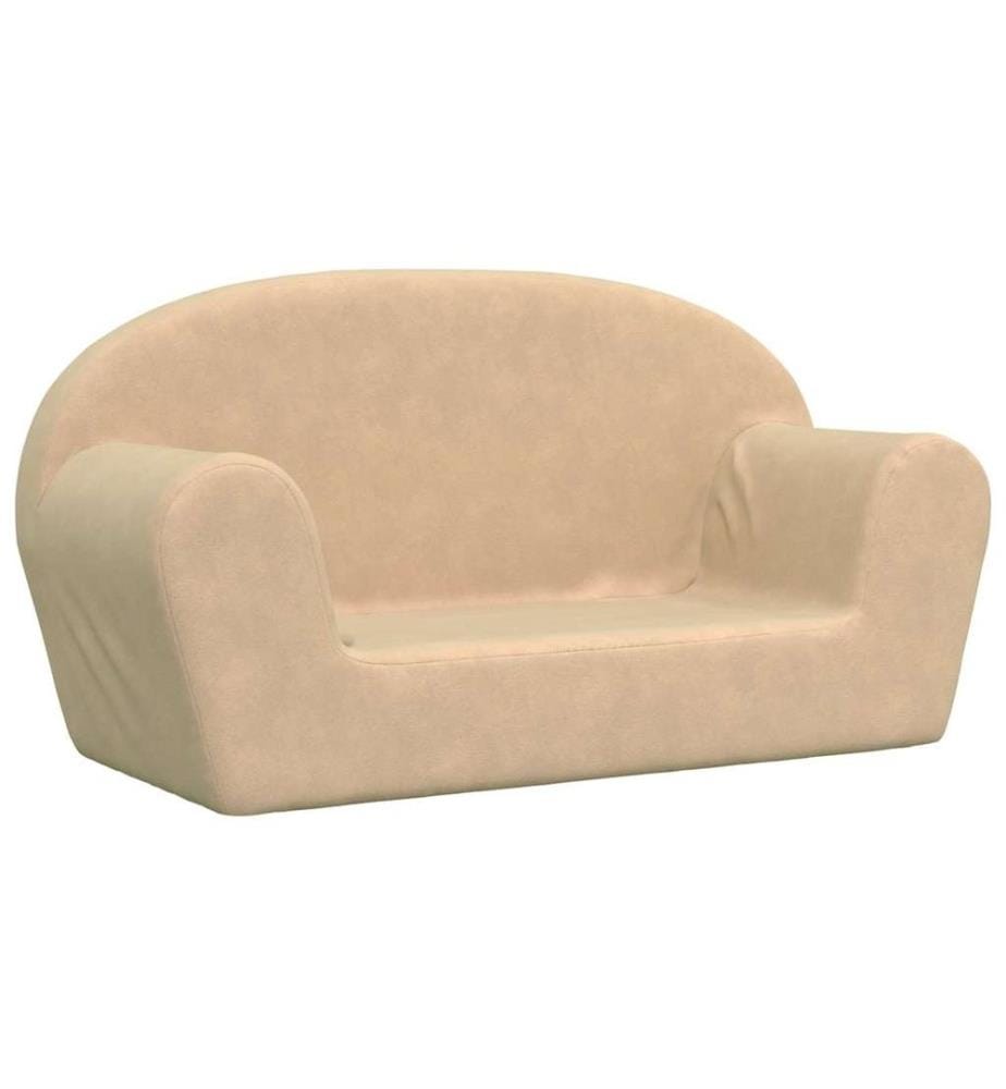 Kindersofa 2-Sitzer Creme Weicher Plüsch
