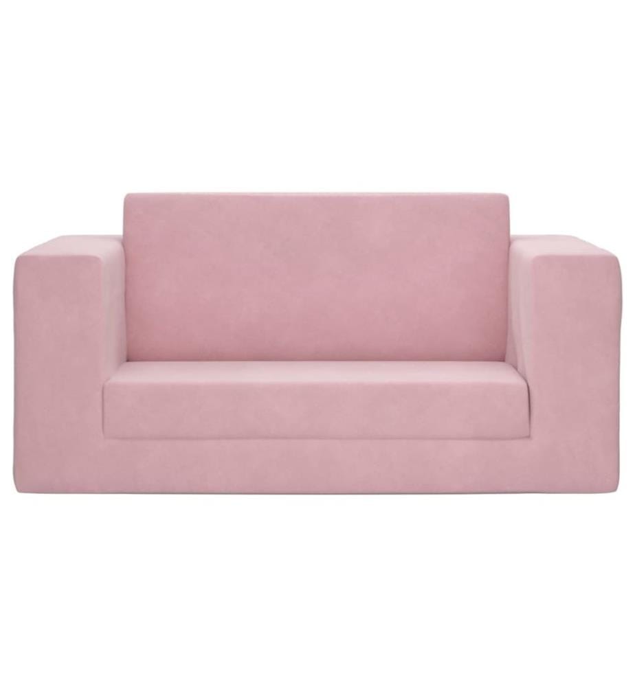 Kinder-Schlafsofa 2-Sitzer Rosa Weicher Plüsch