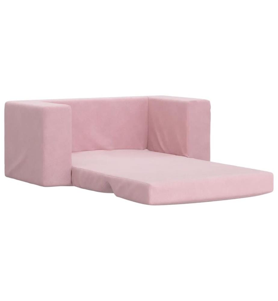 Kinder-Schlafsofa 2-Sitzer Rosa Weicher Plüsch