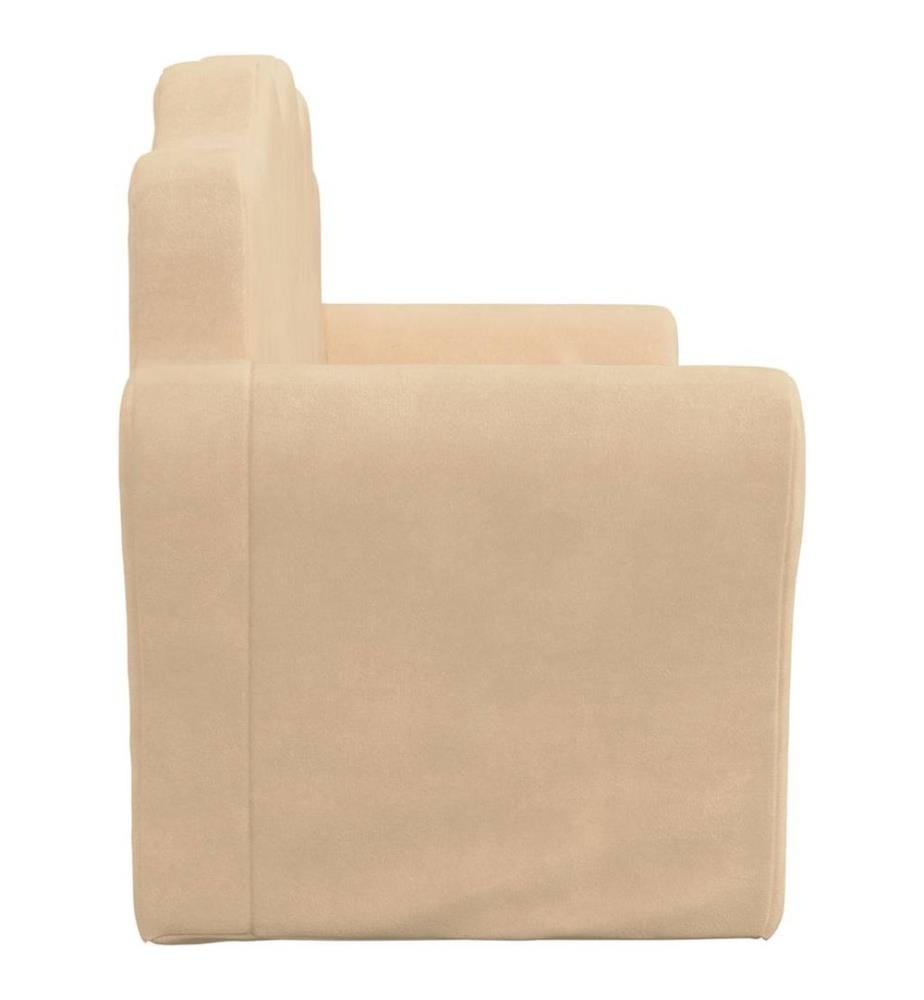 Kinder-Schlafsofa 2-Sitzer Creme Weicher Plüsch