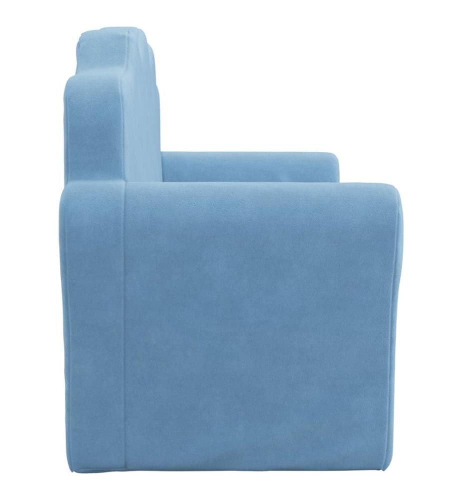 Kinder-Schlafsofa 2-Sitzer Blau Weicher Plüsch