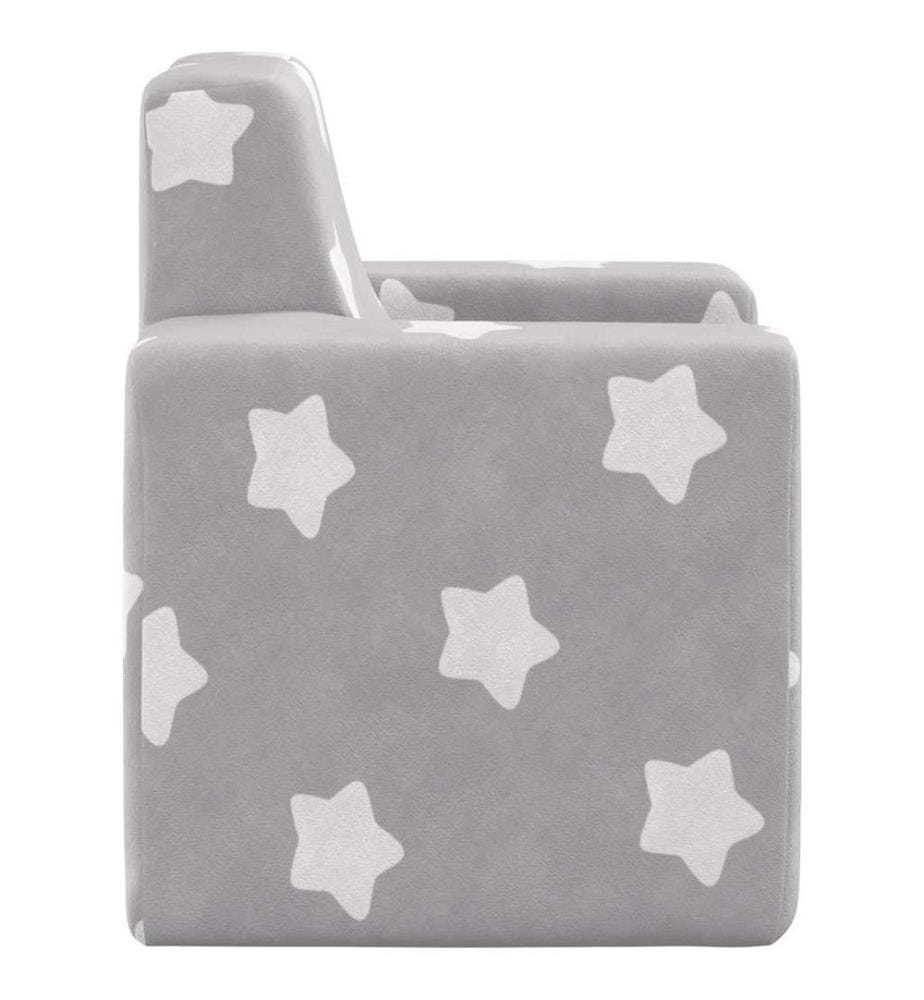 Canapé pour enfants Gris clair avec étoiles Peluche douce