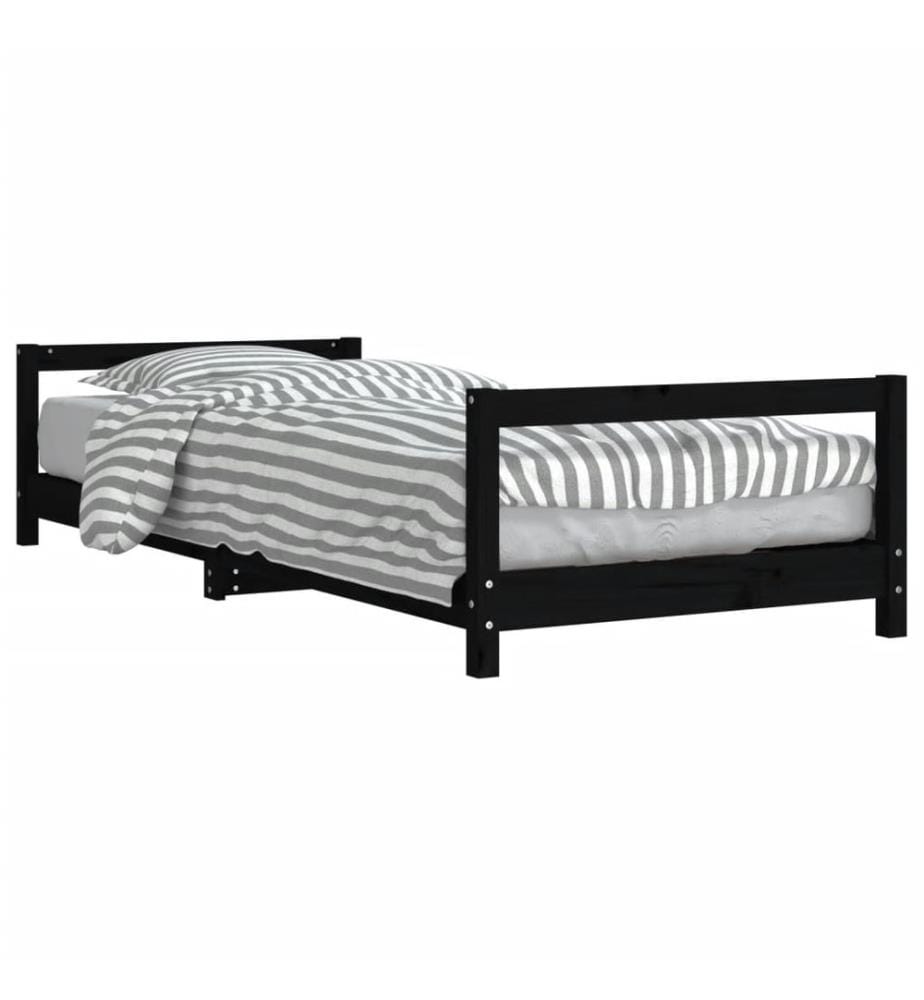 Kinderbett Schwarz 90x190 cm Massivholz Kiefer