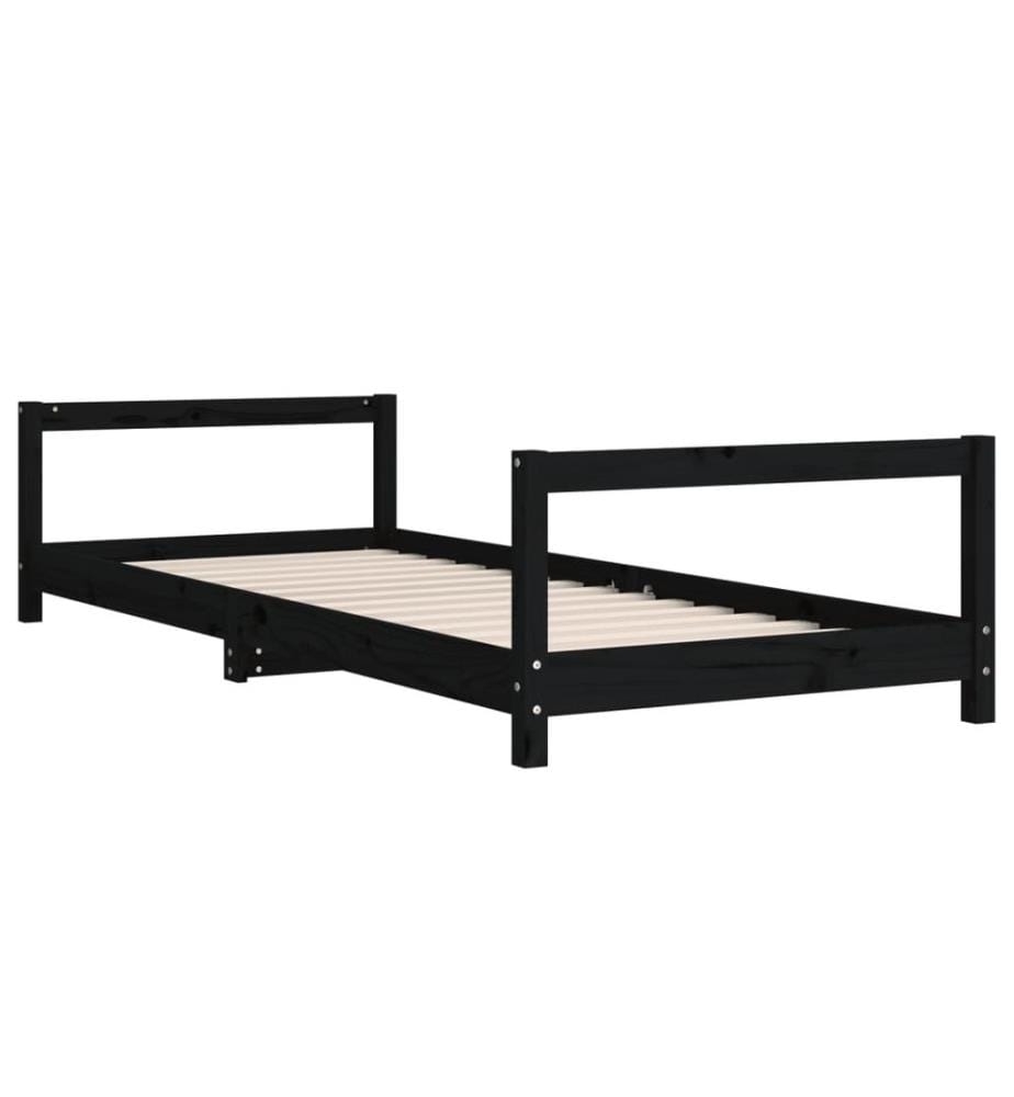 Kinderbett Schwarz 90x190 cm Massivholz Kiefer