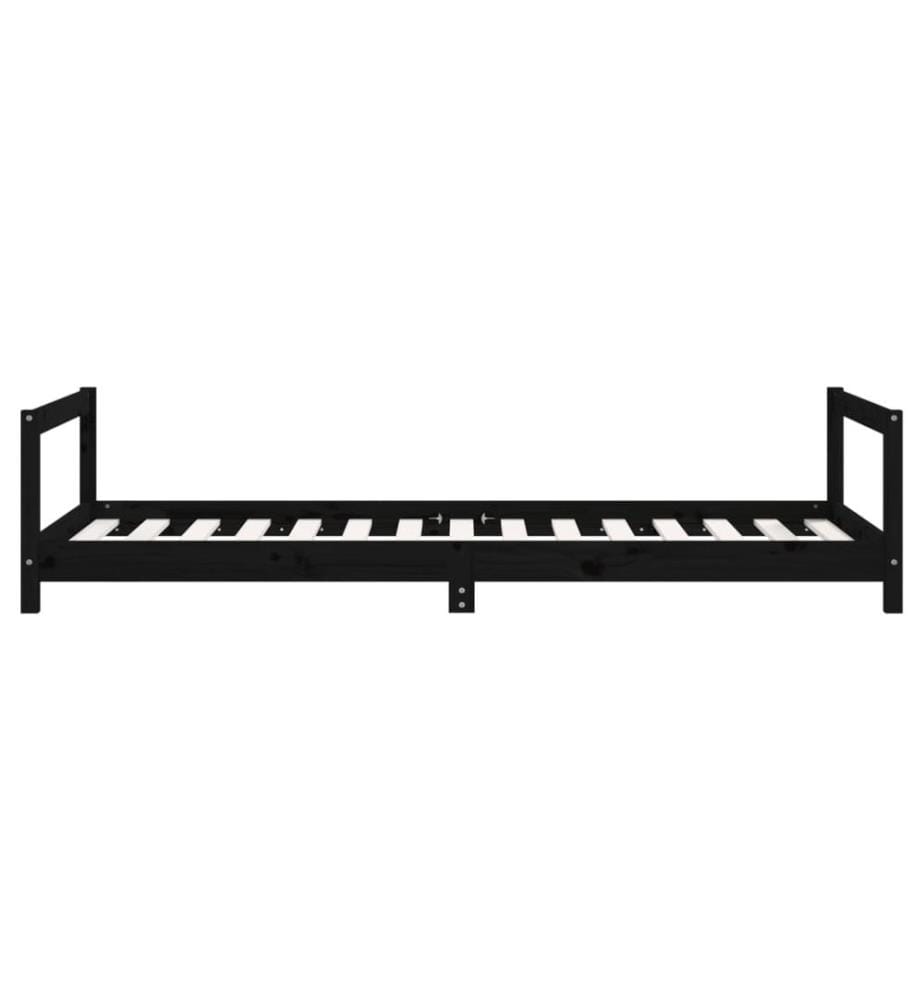 Kinderbett Schwarz 90x190 cm Massivholz Kiefer